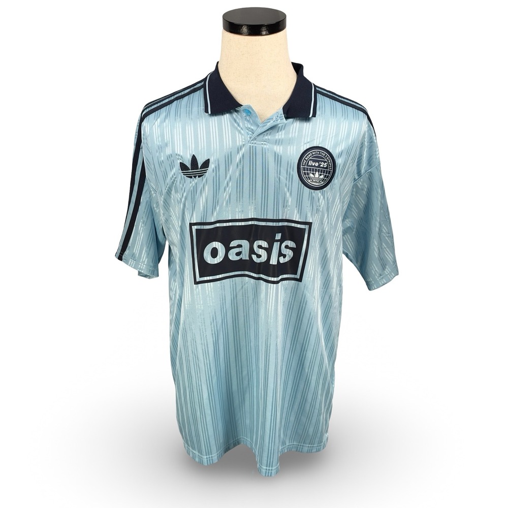 Adidas Oasis Live 25 Soccer Jersey Mens XL Light Blue Jacquard Striped Shirt